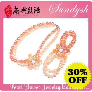 Latest Jewelry Handmade Large Pink Pearl Beads Jewlery Set
